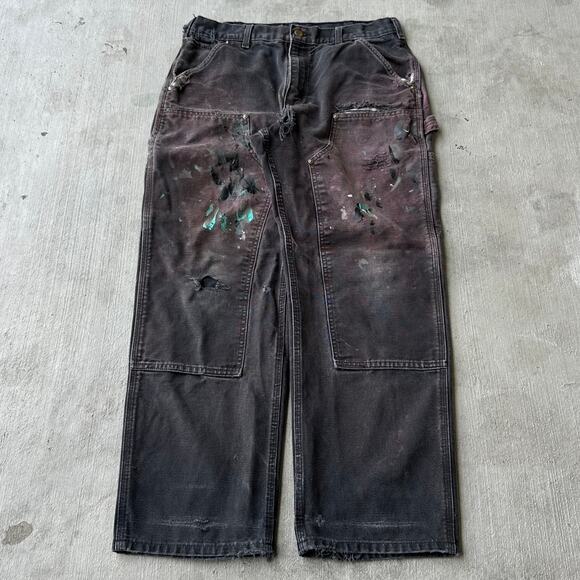 Vintage Y2K Carhartt black double knee work wear carpenter pants - Picture 1 of 8